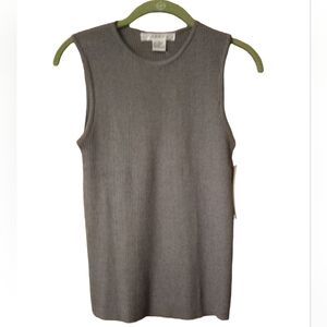 🏵️ RAFAEL Vintage Gray Ribbed Stretch Top Tank Size Large NWT